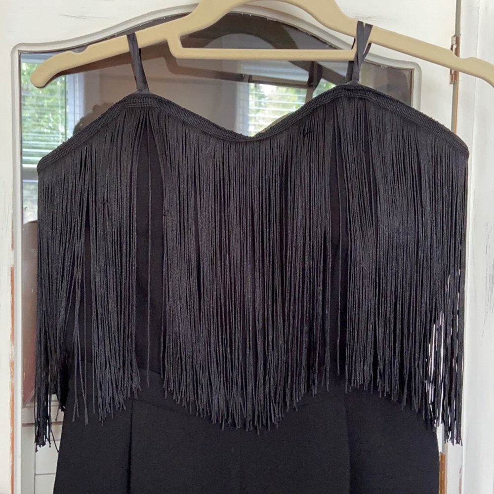 Jessica Simpson Black Jumpsuit Fringe Front Size M